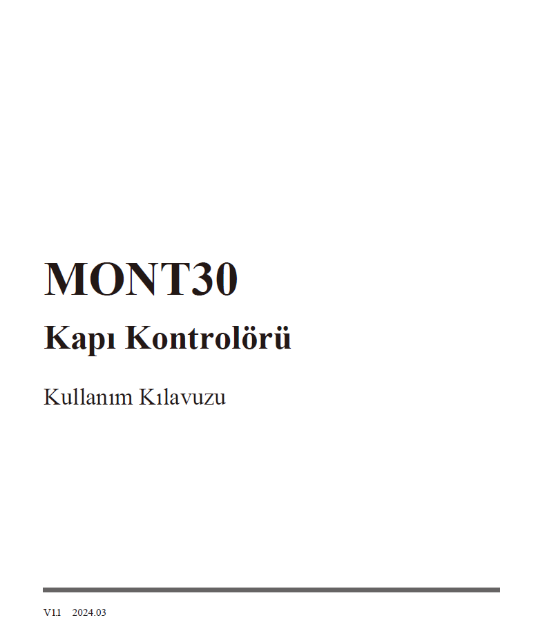 MONT30 Door Controller User Manual-Turkish-V1.1
